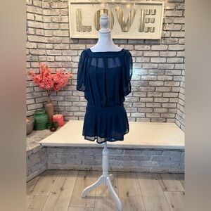 Dusky blue chiffon mini dress